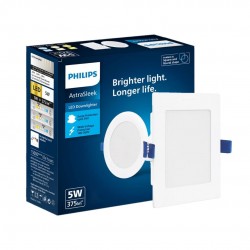 PHILIPS Astra Sleek 5-watt Square LED Downlighter | LED Ceiling Light for Home and Hall | Cut Out: 75 mm, Color: Cool Day Light