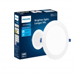 PHILIPS Astra Sleek 10-watt Round LED Downlighter | LED Ceiling Light for Home and Hall | Cut Out: 110 mm, Color: Cool Day Light