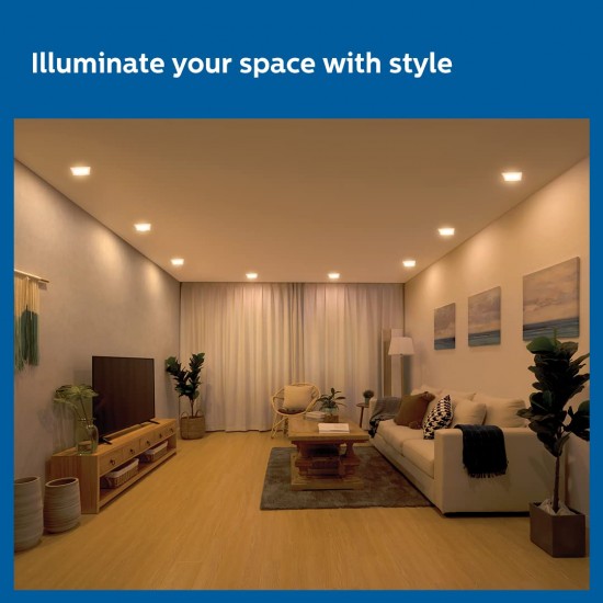 PHILIPS Astra Sleek 5-watt Square LED Downlighter | LED Ceiling Light for Home and Hall | Cut Out: 75 mm, Color: Cool Day Light PHILIPS Astra Sleek 5-watt Square LED Downlighter | LED Ceiling Light for Home and Hall | Cut Out: 75 mm, Color: Cool Day Light
